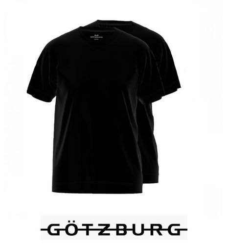 Götzburg - T-Shirt V-Ausschnitt - 2er Pack - schwarz