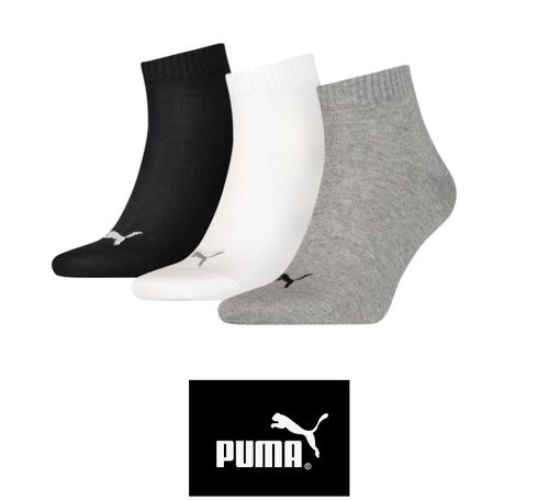 Puma - Quarter - 3er Pack - grau/weiß/schwarz